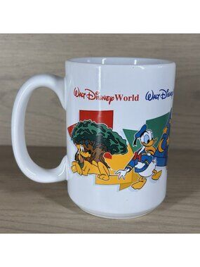 Vtg Walt Disney World DAD Mug Four Parks 1 World Mickey Pluto Donald Goofy